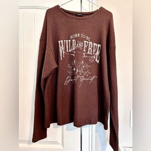 Zutter Brown Graphic Long Sleeve Oversized Thermal